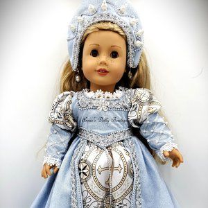 Renaissance Tudor gown. Historical doll gown for any 18" doll like the AG